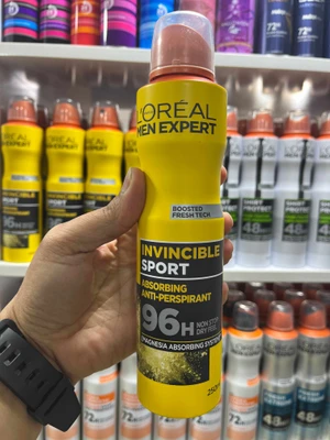 اسپری ضد تعریق لورآل مدل Invincible Sport حجم ۲۵۰ میلی‌لیتر مردانه با ماندگاری ۹۶ ساعت(اصل)