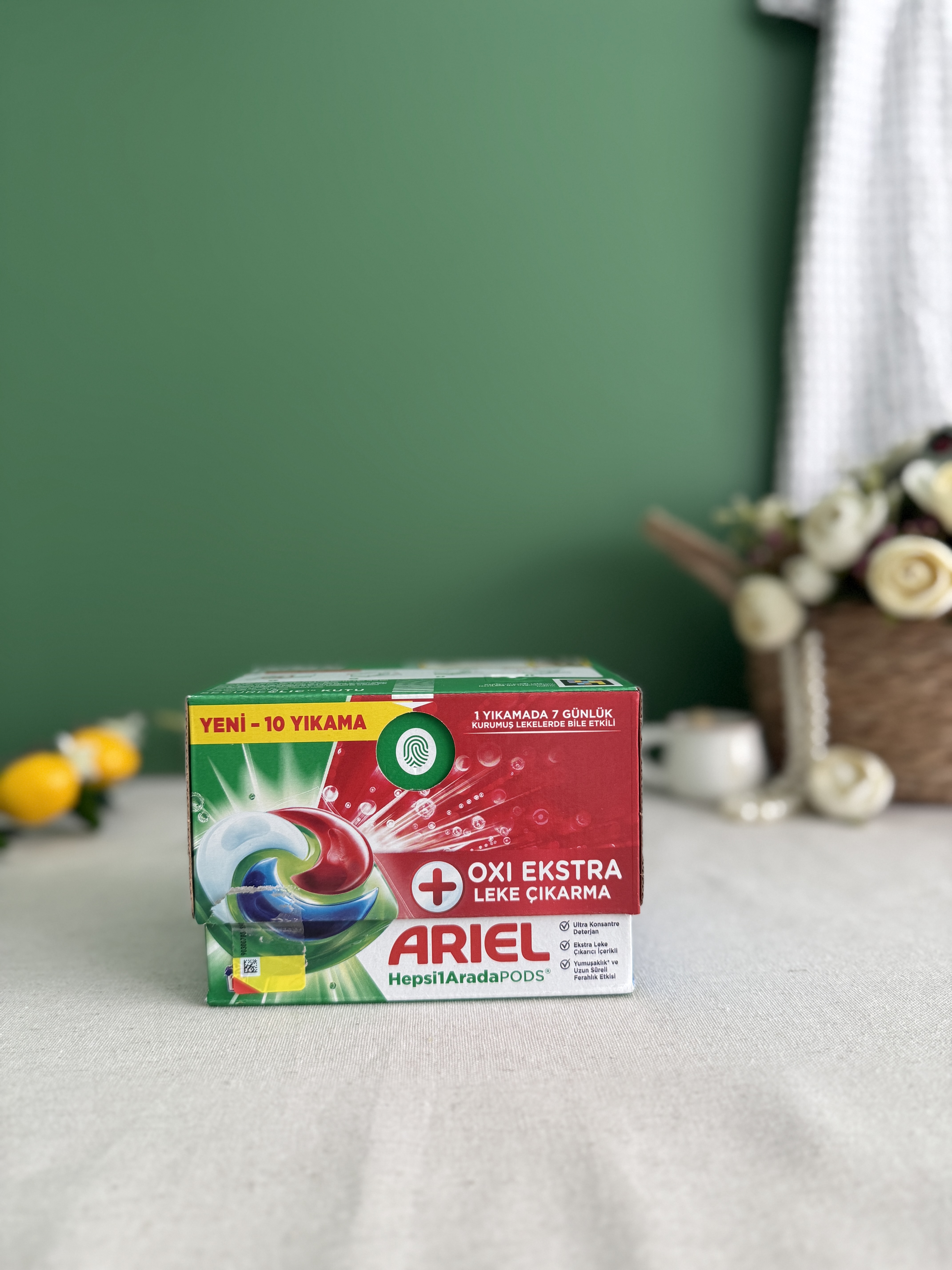 قرص ماشین لباسشویی  بالشتکی آریل مدل oxi ekstra تعداد 10 عددی